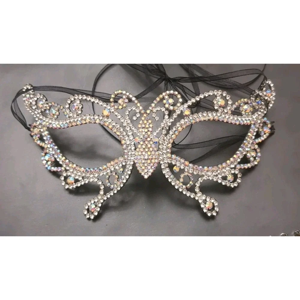 Pre-owned Masquerade Wedding Rhinestone Party Evening Prom Mardi‎ Gras